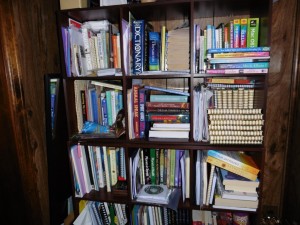 My bookcase at Dad's.