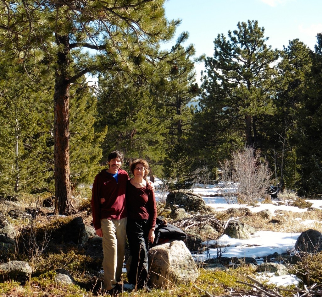 David & Ginny in the forest above the DeLonde Homestead.