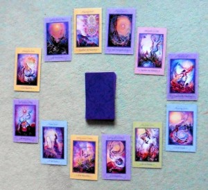 My New Years 2016 tarot spread with astrological houses, using Tarot of Transformation.